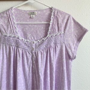 Eileen West Floral Square Neck Cap Sleeve Nightgown Cottagecore Purple Medium